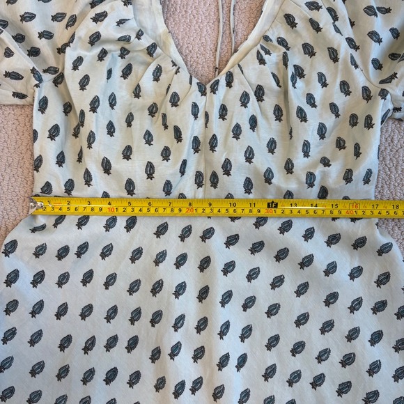 Banana Republic Viscose-Linen Ruched Midi Dress, Green Botanical Print 14 NWT - Picture 4 of 16